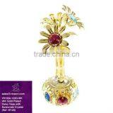 24K Gold Plated Daisy Flower Vase With Crystals From Swarovski for Home Decoration thumbnail-1