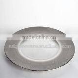 Charger Plate Antique Gold Plate Silver Rimmed Glass Charger Plates thumbnail-1