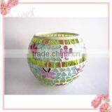 Drum Shape Flower Butterfly Decor Hand Blown Mosaic Glass Colored Cheap Classic Flower Vases thumbnail-2