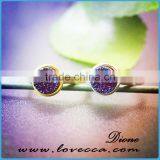 2017 Fashion Jewelry Gemstone Adjustable Natural 18K Gold Plated Amethyst Druzy Ring thumbnail-3