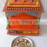 Beautifully Hand Painted Wooden Temple With 2 Drawers thumbnail-2