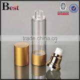 15ml 30ml 50ml Clear Body Gold UV Pump Airless Cosmetic Plastic Bottle for Cosmetic Skin Care Lotion Serum Bulk Buy From China thumbnail-2