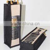 One Bottle Wine Juco Laminated Juco Bag With Window/juco Wine Bag Wholesale thumbnail-2