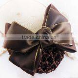 2016 New Arrived Chiffon Ribbon Hair Bow With Clip/Handmade Plain Net Chiffon Bow Clip For Women thumbnail-3