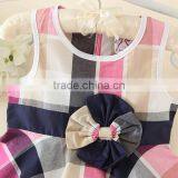 Summer OEM Baby Girl Clothes Grid Sleeveless Bow Mini Cute One Piece Girls Party Dresses thumbnail-3