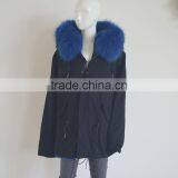 Myfur Hot Sale Black Cotton Women Men Parka With Real Black Raccoon Fur Collar Trimmed Hood thumbnail-2