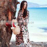 2017 New Arrived County Style Design Printing Casual Loose Dress Thin Dresses Middle Sleeve Beach Woman Dresses thumbnail-2