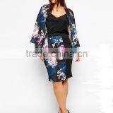 Hot Selling Plus Size High-waisted Pencil Skirt Printed Pink Clove Panelled Lady Skirt thumbnail-1