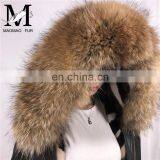 High Quality Short Military Woman Real Fur Parka Genuine Raccoon Fur Hood With Mink Fur Lining Coat thumbnail-2