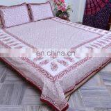 Bed Sheet With Pillow Covers Handmade Paisley Hand Block Printed Queen Bed Cover Cotton Bedding thumbnail-2