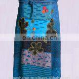 Sea Blue Razor Cut Patched Prints Maxi Dress HHCS 125 A