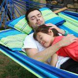 High Quality Outdoor Canvas Hammock Swing Bed With Wooden Stick and Pillow thumbnail-2