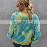 LAITE H2033 Hot Sales Fashion Contrast Color Women's Sweatshirts Ladies Zipper-up Tie Dye Crew Neck Sweatshirt thumbnail-6
