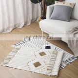 Home decoration accessories carpets and rugs online selling handwoven cotton custom logo floor mat for living room