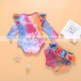 Newborn Baby Boys Girls Tie-Dye Casual Suits O-Neck Long-Sleeves Unisex Romper Tops+ Elastic Shorts 0-24M Baby Ribbed Clothing thumbnail-6