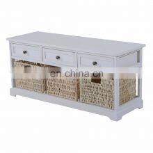 Indoor Wooden Long Storage Soft Bench With 3 Drawers