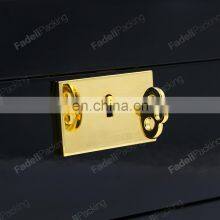 Black Lacquer Custom Double Layer Watch Storage Box Wooden Watch Organizer Box With Lock thumbnail-4