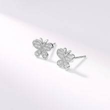 925 Sterling Silver Butterfly Inlaid Zircon Earrings Women's Sweet and Simple Earrings Autumn and Winter New Fashion Earrings thumbnail-2