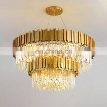 Hotel Wedding Lobby Large Decorative Hanging Light Gold Home Modern Stainless Steel Luxury Crystal Chandelier thumbnail-2