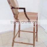 Modern Golden Stainless Steel Legs Bar Chair thumbnail-3