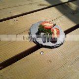 Factory wholesale creative products round shape natural black stone slate coaster