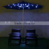 Leisure Outdoor Solar Patio Umbrella With 24 Led Lights Handle Crank and USB Charger
