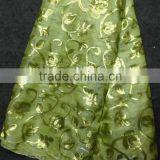 Green Smooth Touch Raw Silk Fabric for Sale Cheap Korea Silk Lace for African Parties thumbnail-1