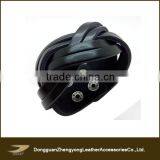 Janyo Leather Factory Wholesale Top Quality Wide Black Leather Braided Bracelet