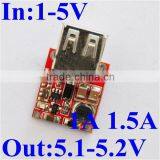 USB Mobile Charger Pcb Circuit Board 1-5v 1.5V 3.7v to 5v 1a 1.5a dc dc Boost Converter Step up Power Module
