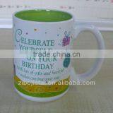 Inner Green Glazed Stoneware Promotional Mug for Brithday Gift thumbnail-1