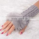 Knitted Wool Blend Rabbit Fur Gloves