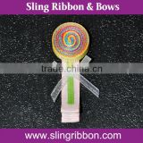 Colorful Grosgrain Ribbon Lollipop Sculpture Hair Clip For Kids