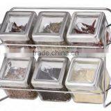 SINOGLASS 7 Pcs Square Body Glass SPICE Jar Rack SET thumbnail-1