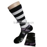 GS custom beautiful scenery design cotton striped design heat transfer polyester men sublimatiom printed socks