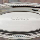Silver Plated Oval Dish Tray With Handles , Decorative Food Tray, Airlines Tray, Arabic Metal Trays, Party Trays, Wedding Tray thumbnail-1