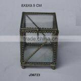 Glass and Brass Box With Metal Crossing Line in Brass and Nickel Finish