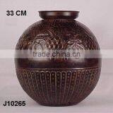 Flower Embossed Brass Lamp With Patina Finish thumbnail-1