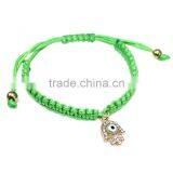 Rhinestone Hamsa Hand Charm Handwoven Cord Bracelet Friendship Bracelet thumbnail-4