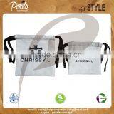 Dyed Cotton Drawstring Bag With Leather & Logo Screen Print thumbnail-1