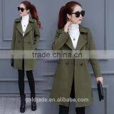 2016 Winter Trench Coat Lapel Long Sleeve Ladies Casual Long Outerwear Coats for Wholesale thumbnail-4