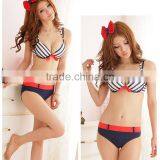 Latest Women Hot Selling Stripe Seamless Bra Panti for Teenager thumbnail-1