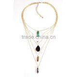Multilayer Chain With Turquoise Pendant Unisex Costume Necklace Accessories thumbnail-4