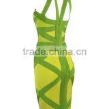 3 Color New Arrival High Quality Geometric Striped Cross Elastic Knitted Bandage Dress Printed Celebrity Party Dress thumbnail-5