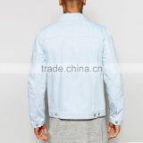 Light Bule Plain Denim Classic Mens Jacket Wholesale Cheap Price thumbnail-2