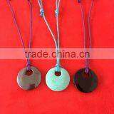 Custom Own Circle Natural Stone Pendant Necklace With Knotted Cord New Circle Natural Stone Pendant Necklace for Her 2017 thumbnail-2
