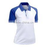 Women Slim Fit Sport Blank Blue And White 100 Polyester Microfiber Polo Shirt thumbnail-3