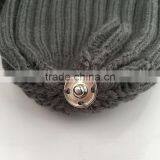 Myfur Dark Grey Knitting Hat for Adults With Real Fox Fur Pompom thumbnail-2
