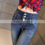Cotton High Waist Women Pencil Pants Printed Letter Blue New Model Jeans Pants thumbnail-4