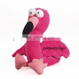 Company mascot Pink flamingo with embroidering logo plush toys