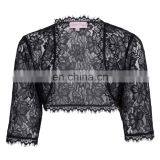 Belle Poque Womens Ladies Wedding Bridal Bridesmaid 3/4 Sleeve Black Lace Shrug Bolero BP000319-1 thumbnail-1